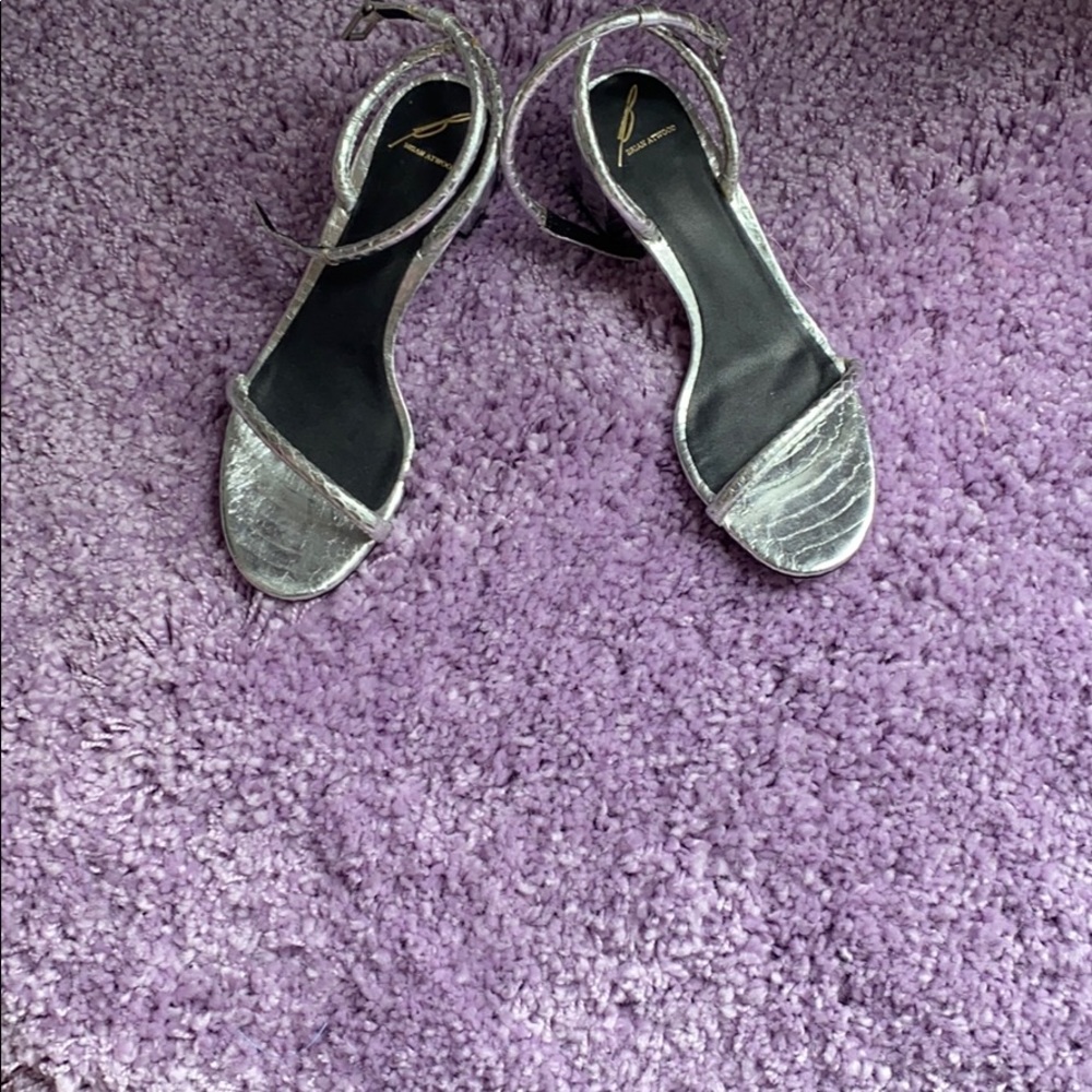 silver metallic leather shoes